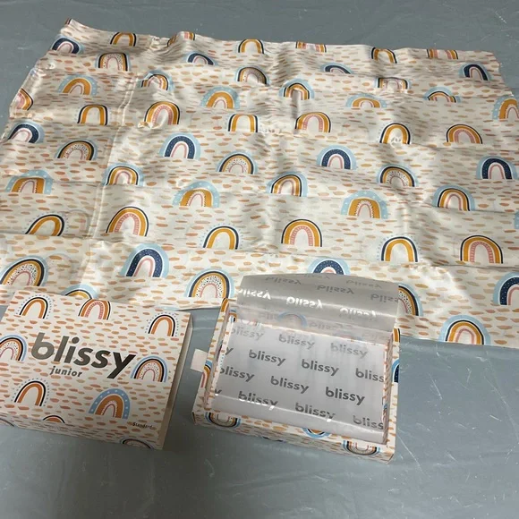 Bliss Rainbow Silk Pillowcase - Peach, Blue & Cream - Picture 3 of 5